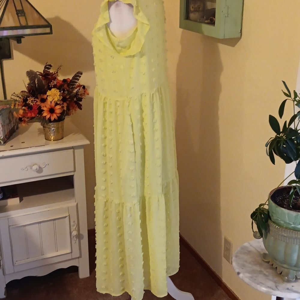 SO Highliter Yellow PUFF Ball Sheer Dress. Soft Girl, Cottagecore,  Whimsy - Picture 6 of 13